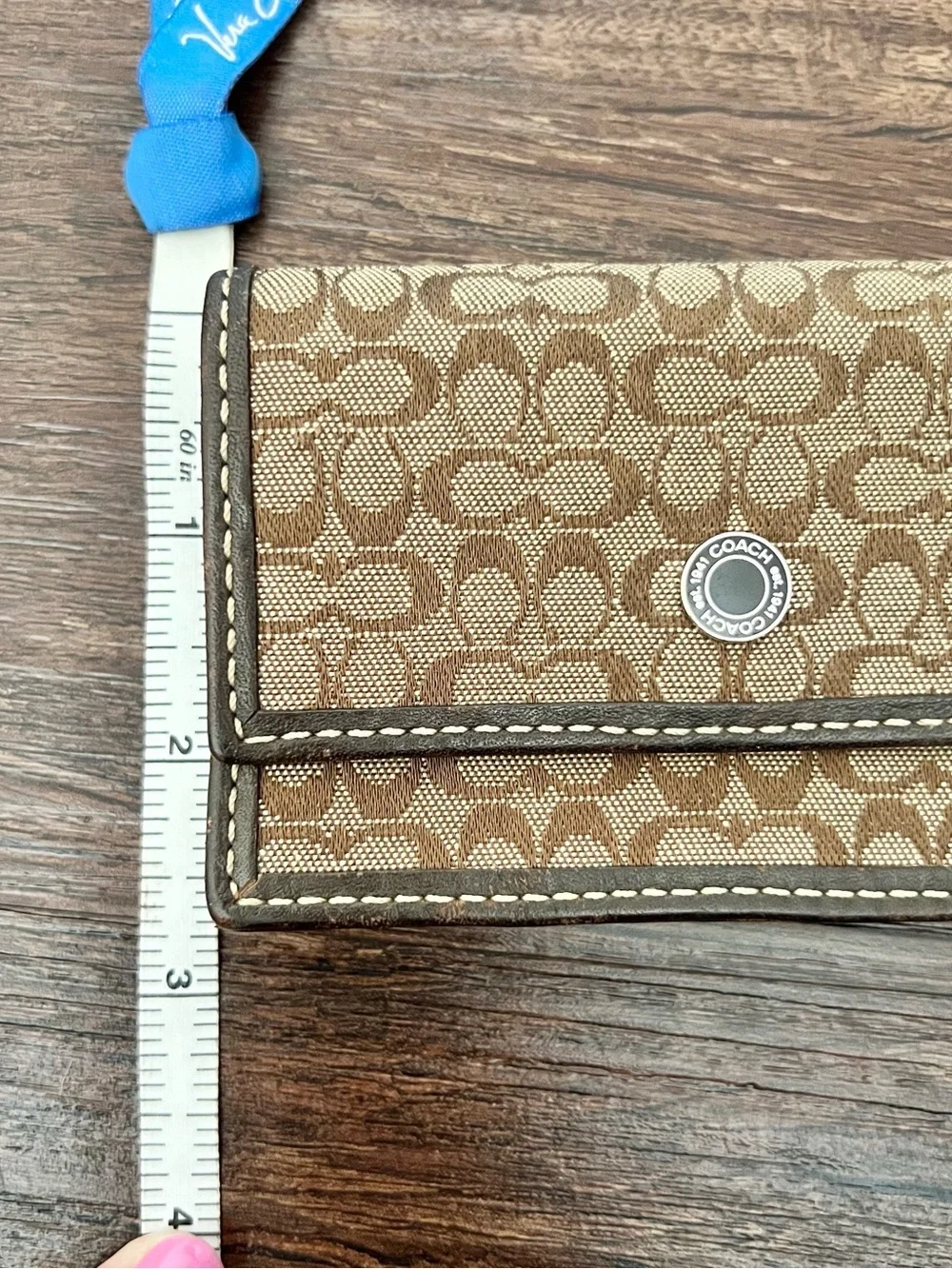 Coach Khaki/Chestnut Signature Canvas Trifold Card Case